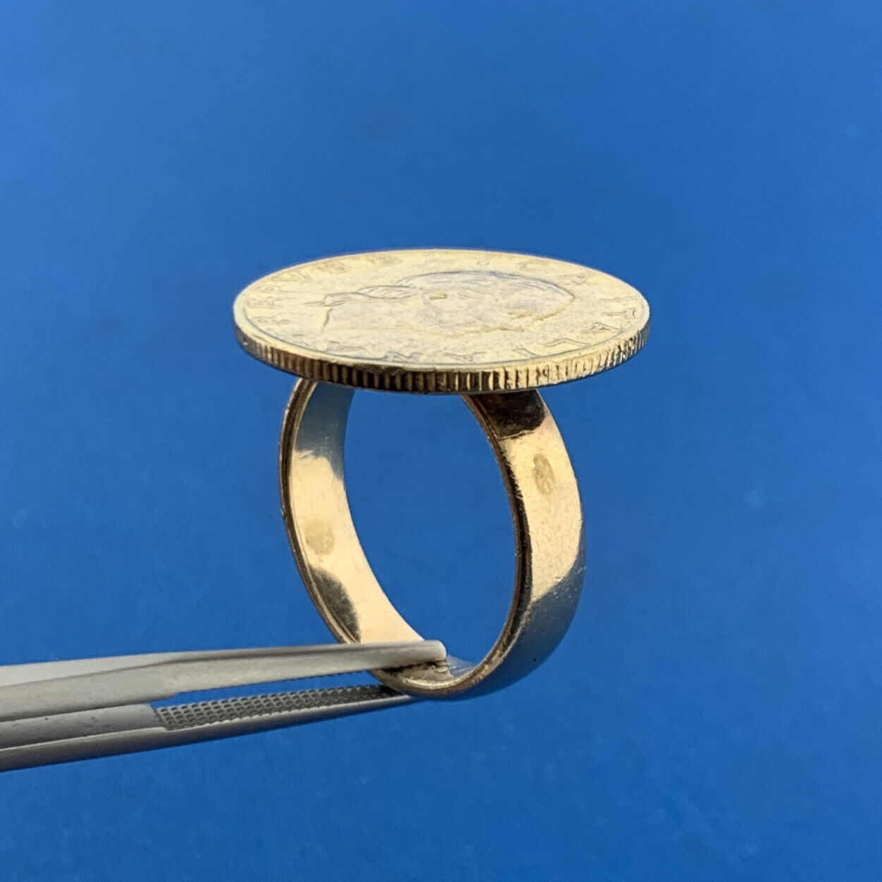 Vermeil Sterling Silver 925 1979 Lire Repvbblica Italiana Coin Ring Size 9.75