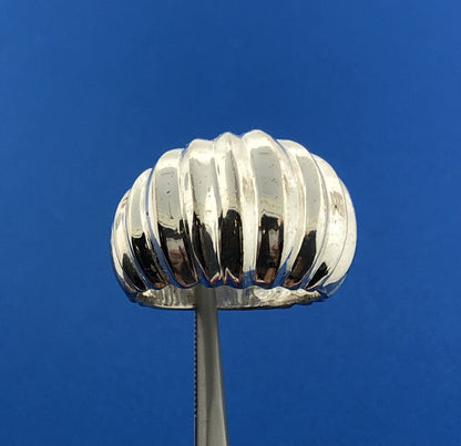 Designer 925 Sterling Silver Ribbed Polished Statement Dome Ring