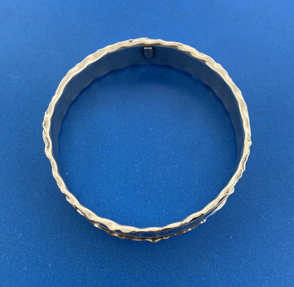 Retro Modernist Artisan 925 Sterling Silver Hammered 3D Spinner Bangle Bracelet
