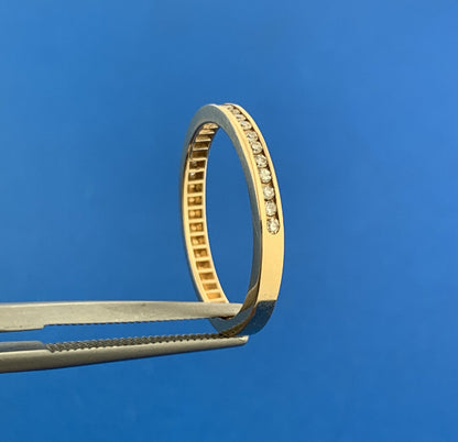 14K Yellow Gold Channel Set Diamond Wedding Anniversary Band Ring