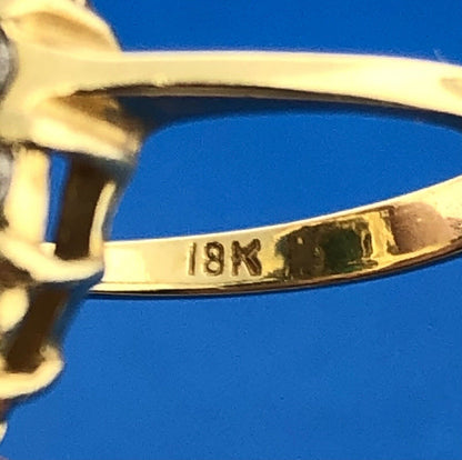 Fabulous 18K Yellow Gold Oval Emerald Round Diamond Anniversary Cocktail Ring