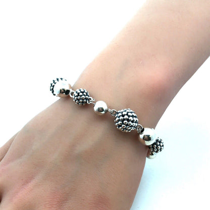 Michael Dawkins 925 Sterling Silver Pearl Textured Ball Beaded Toggle Bracelet