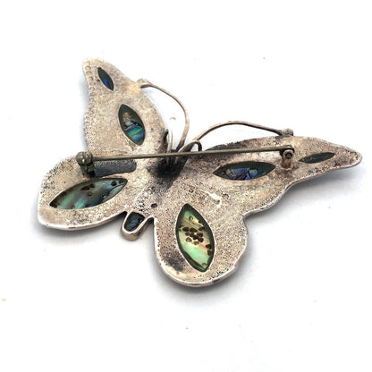Designer CFU 925 Sterling Silver Abalone Textured Butterfly Combo Pendant Brooch