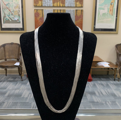 Native American 925 Sterling Silver 30 Strand Liquid Silver Statement Necklace