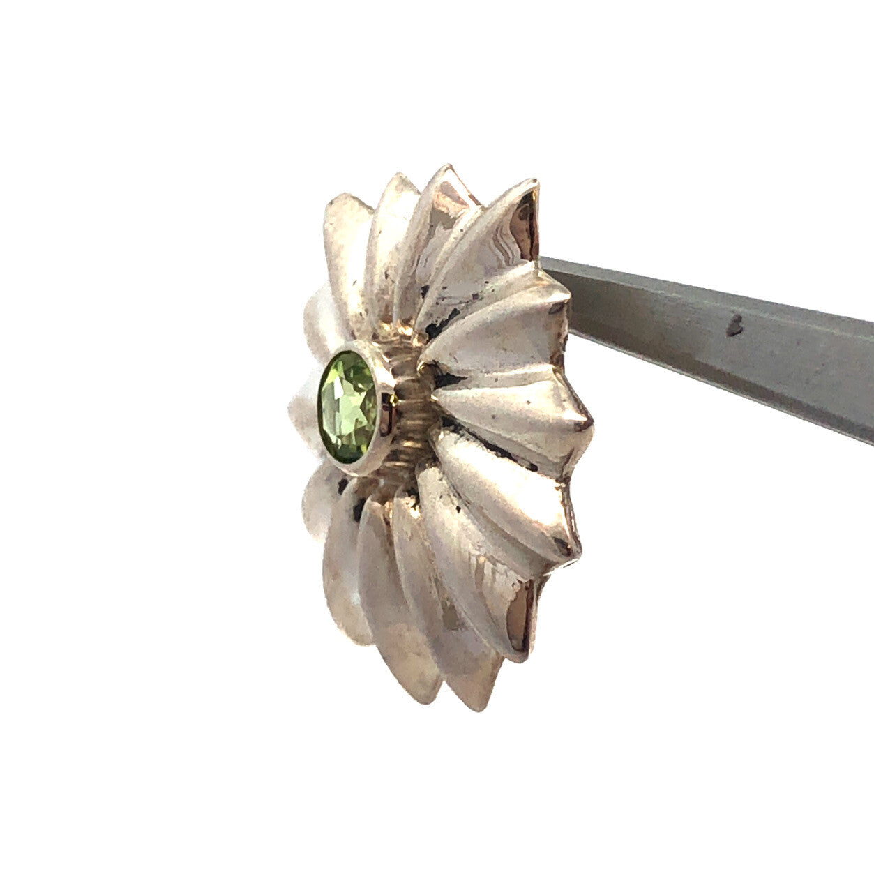 Mignon Faget 925 Sterling Silver Round Peridot Portafiori Flower Pendant