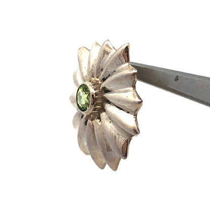 Mignon Faget 925 Sterling Silver Round Peridot Portafiori Flower Pendant