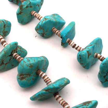 Vintage Artisan Natural Turquoise Chunky Beads Agate Bead Statement Necklace