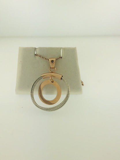 Dyadema Italy Sterling Silver Rose Wash Two Toned Life Infinity Circle Necklace