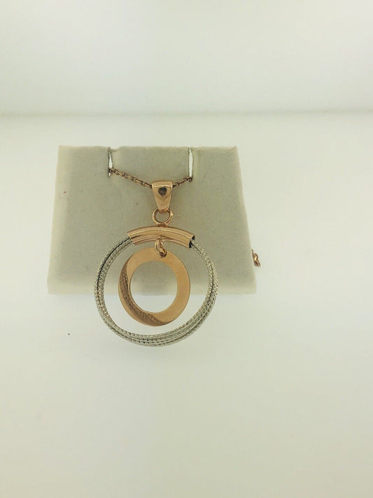 Dyadema Italy Sterling Silver Rose Wash Two Toned Life Infinity Circle Necklace