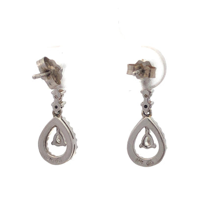 Designer 14K White Gold Diamond Dangle Drop Stud Earrings