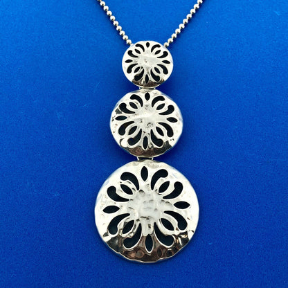 Designer ATI Sterling Silver 925 Floral Openwork Round Beaded Chain 18" Necklace