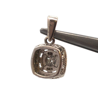 Designer 925 Sterling Silver Diamond Cluster Illusion Halo Setting Charm Pendant