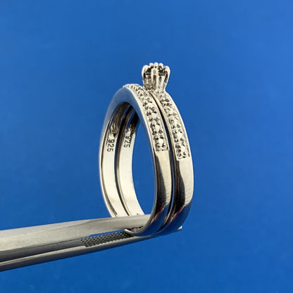 Bradford Exchange BGE 925 Sterling Silver Diamond Accented 2 Ring Bridal Set