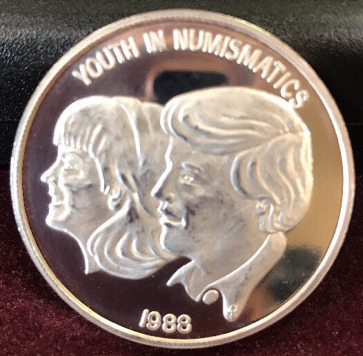 1988 Numismatic Association of Southern California 999 Silver Youth in Numis Rnd