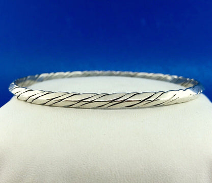 Vintage Taxco Designer V-124 Sterling Silver 925 Ribbed Wave Bangle Bracelet