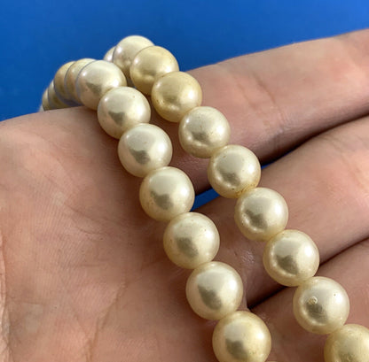 Estate 14K Yellow Gold Creamy Pearl Bead Necklace