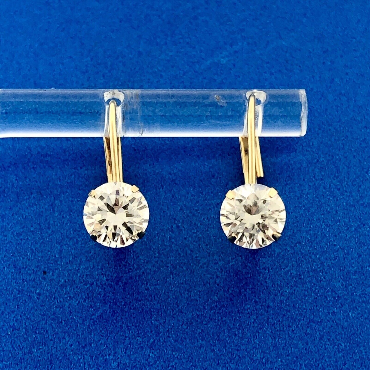 Designer 14k Yellow Gold Sparkling Round CZ Cubic Zirconia Leverback Earrings