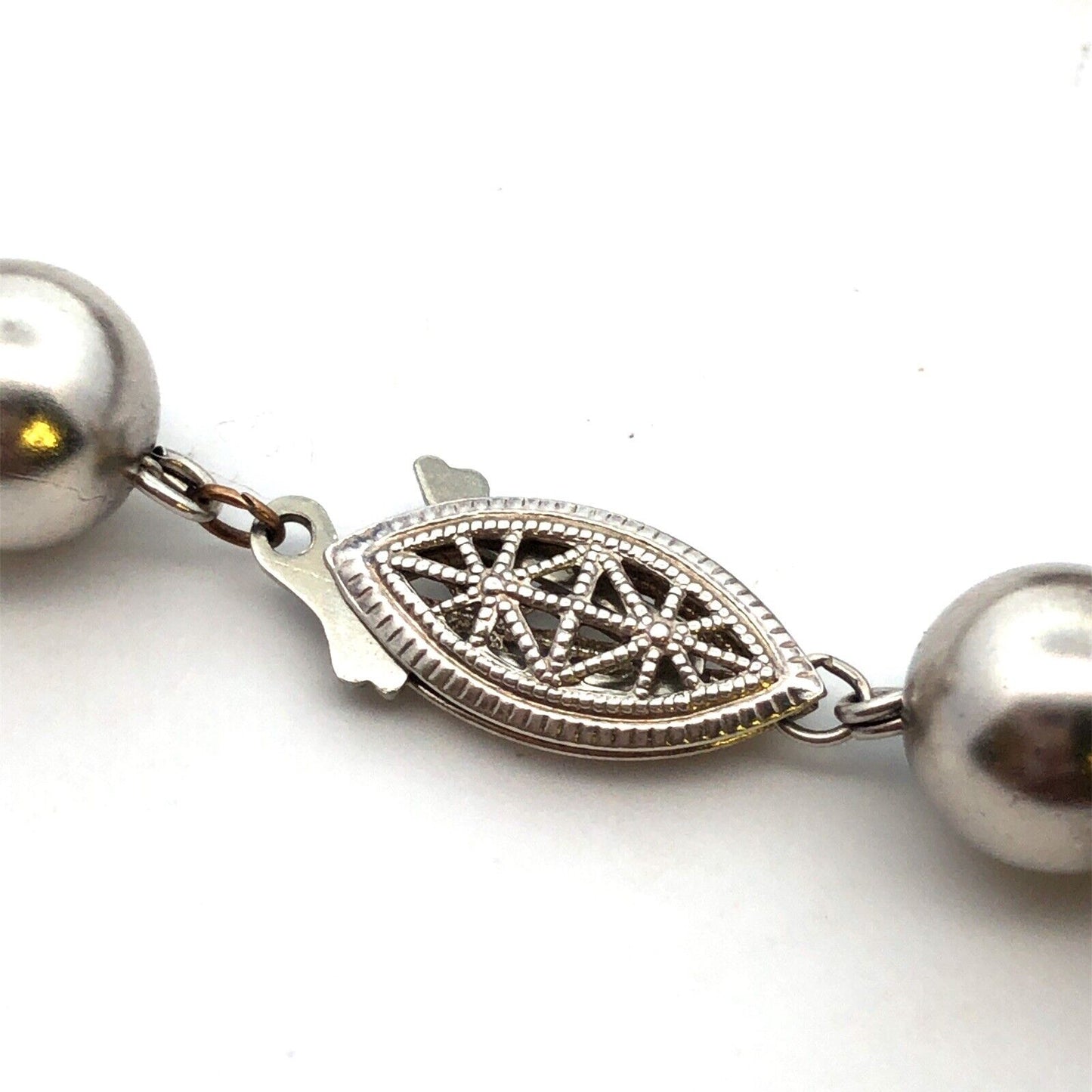 Vintage 925 Sterling Silver Marble Ball Bead Chain Statement Choker Necklace