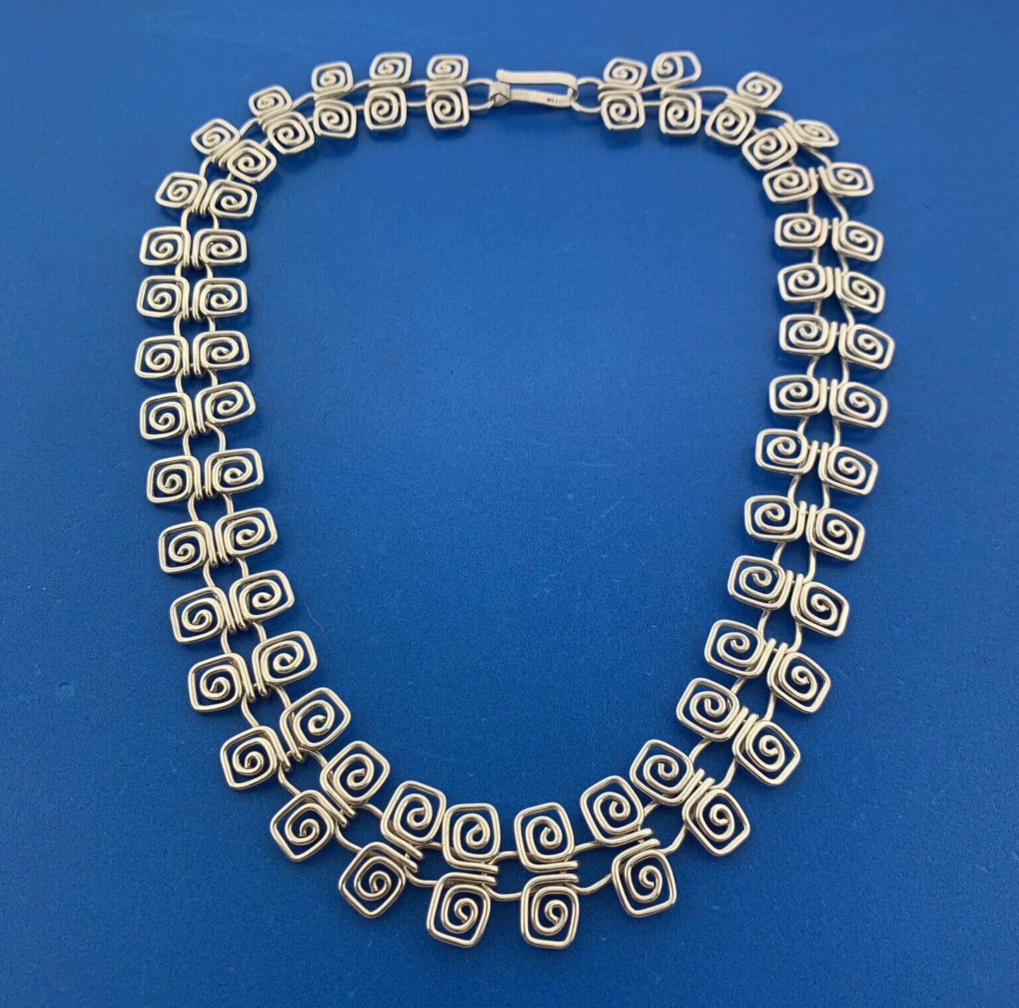 CII Mexico 925 Sterling Silver Modernist Crop Circle Station Statement Necklace