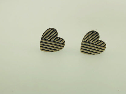 Retired Mignon Faget 14K Yellow Gold Sterling Silver Hard Hearts Stud Earrings