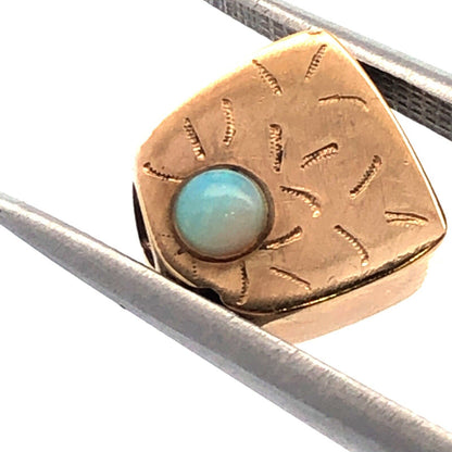 Vintage 10K Yellow Gold Round Opal Cabochon Slide Bracelet Charm