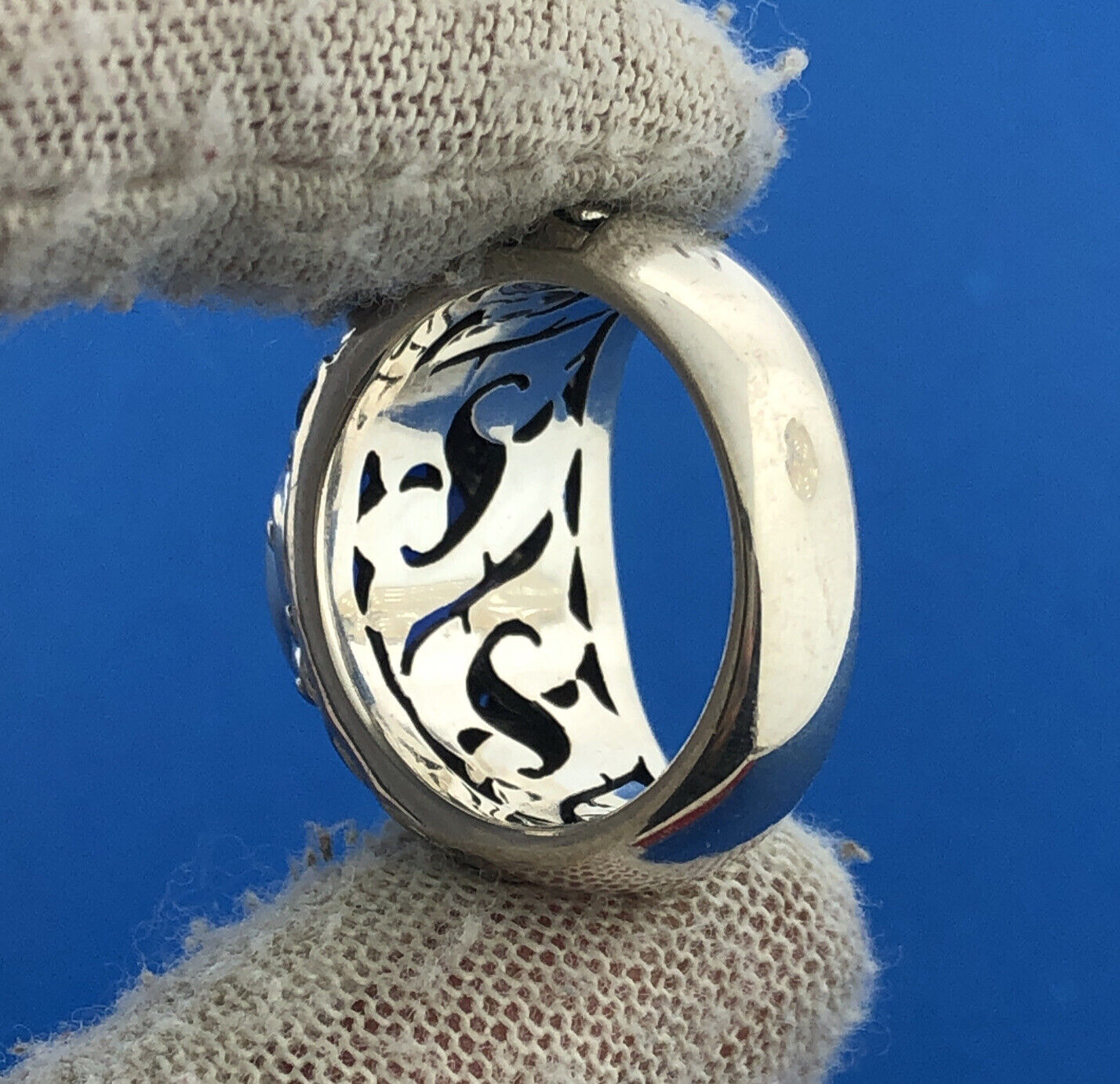 Estate CNA Sterling Silver 925 Amethyst Garnet Scroll Statement Cocktail Ring