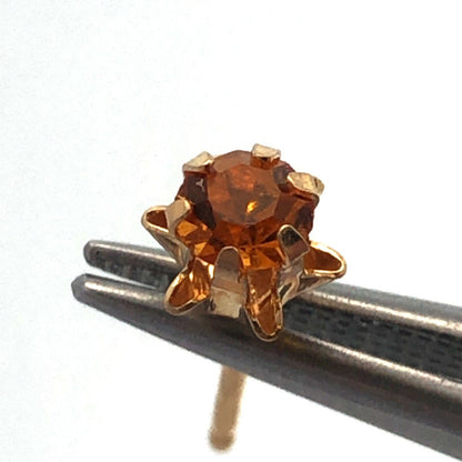 Designer 14K Yellow Gold Round Citrine Starter Stud Earrings