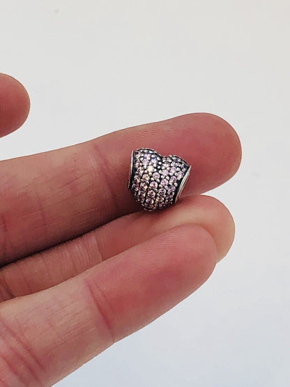 Authentic Pandora Pink Pave Open Your Heart Sterling 925 Charm 791052PCZ Retired