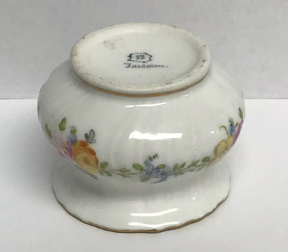 Vintage Dresden Hand Painted Gold Leaf Floral Lidded Cup/Pot No Saucer Inkwell