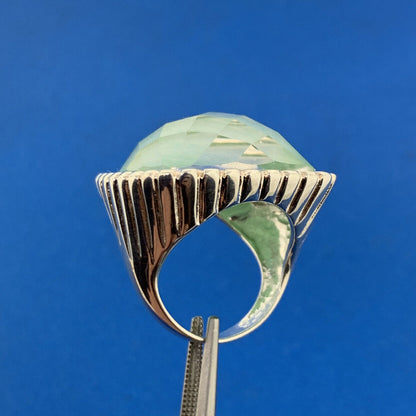 Paola Valentini Italy Sterling Silver 925 Faceted Green Amazonite Doublet Ring