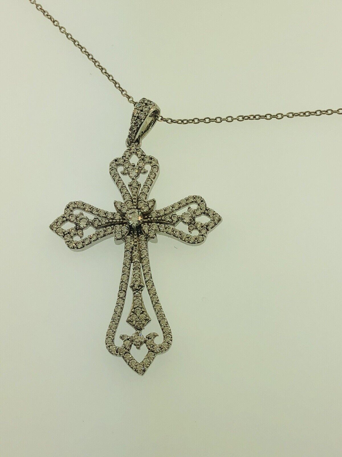 Jacmel Mauitius JCM Sterling Silver 925 Cubic Zirconia Statement Cross Necklace