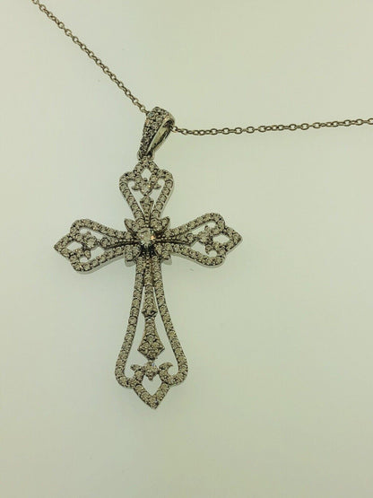 Jacmel Mauitius JCM Sterling Silver 925 Cubic Zirconia Statement Cross Necklace