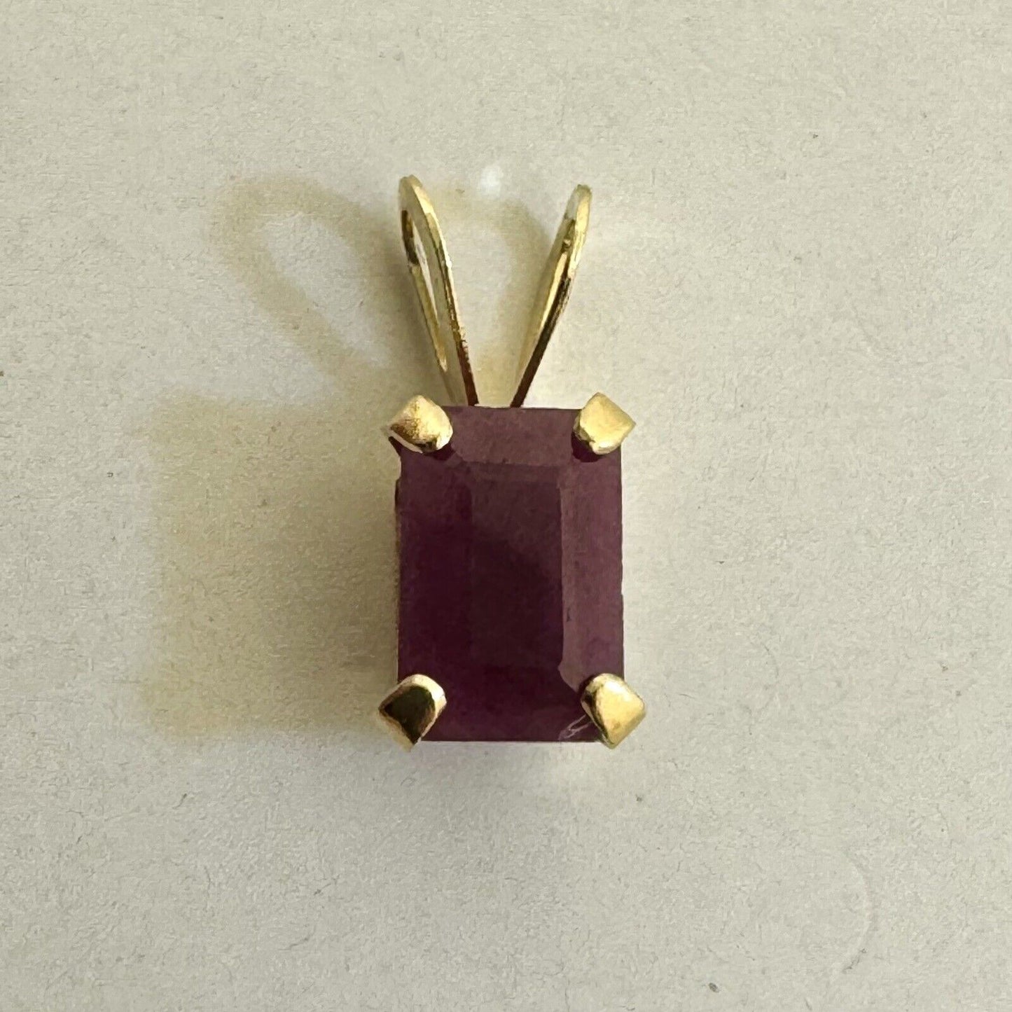 Designer RGE 14K Yellow Gold Emerald Cut Ruby Petite Pendant