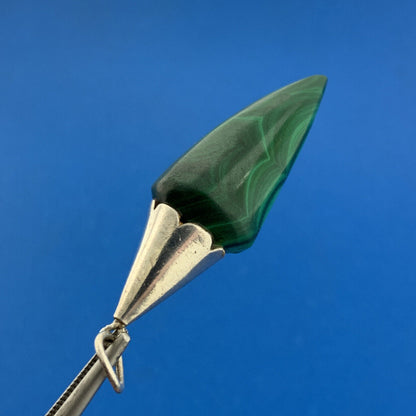 Stunning Sterling Silver 925 Cabochon Green Malachite Talismans  Dangle Pendant