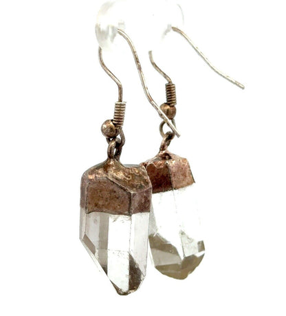 Vintage Gold & Silver Tone Crystal Quartz Chakra Healing Necklace Earrings Set