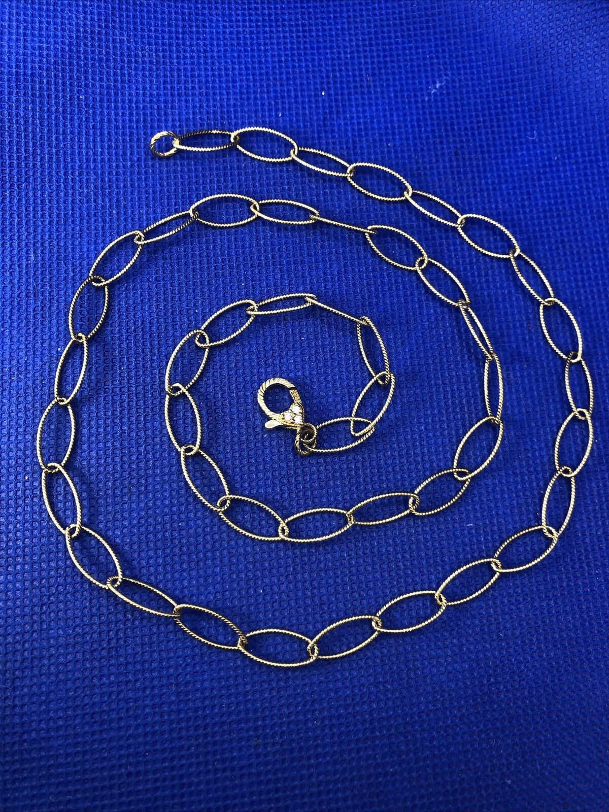 Designer Judith Ripka Vermeil 925 Sterling Silver CZ Oval Link Chain Necklace