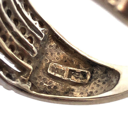 Designer 10K White Gold Diamond Crossover Four Band Anniversary Coctail Ring