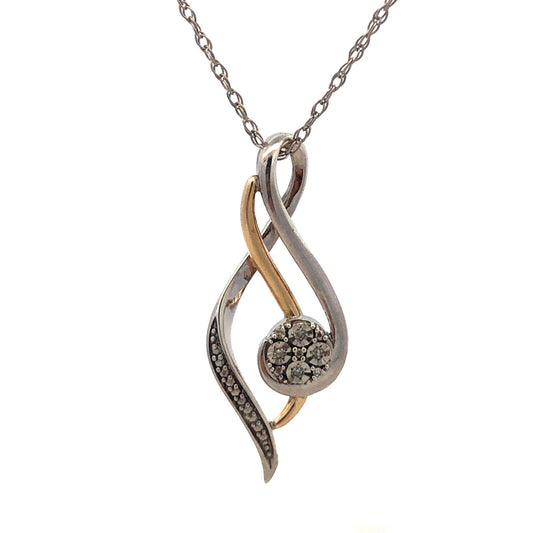 Designer 925 Sterling Silver 10K Yellow Gold Diamond Infinity Eternity Necklace