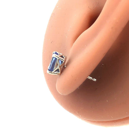 925 Sterling Silver Solitaire Oval Tanzanite Every Day Stud Earrings