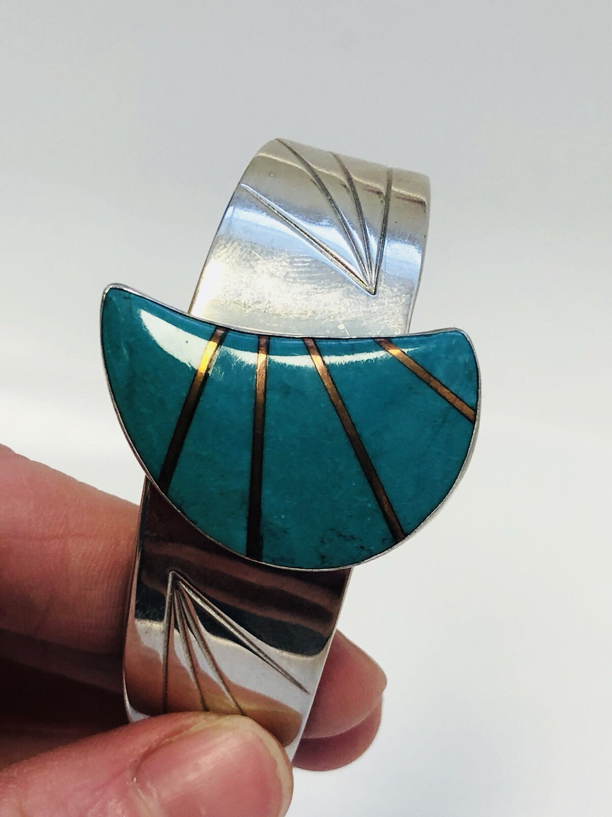 Jay King Desert Rose Trading 925 Sterling Silver Turquoise Inlay Cuff Bracelet