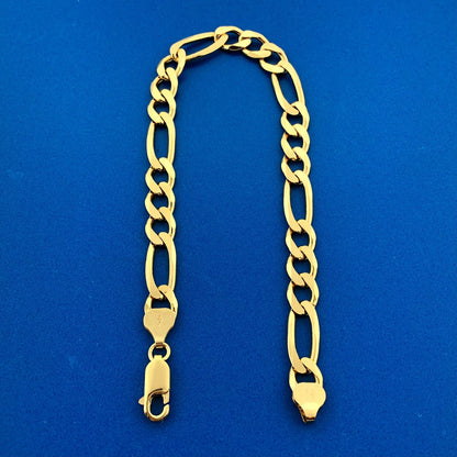 Milor Italy 925 Sterling Silver Vermeil Gold Tone Unisex Figaro Link Bracelet