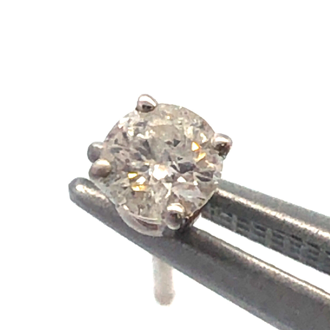 Designer Ross + Simons 14k White Gold Round Diamond Friction Back Stud Earrings