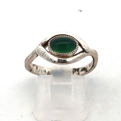 Vintage Designer MC 925 Sterling Silver Oval Green Tourmaline Ring
