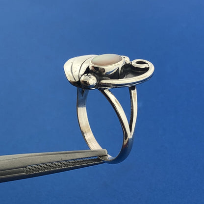 Designer GPA Sterling Silver 925 Mother of Pearl Nautical Shell Ring Size 7.25