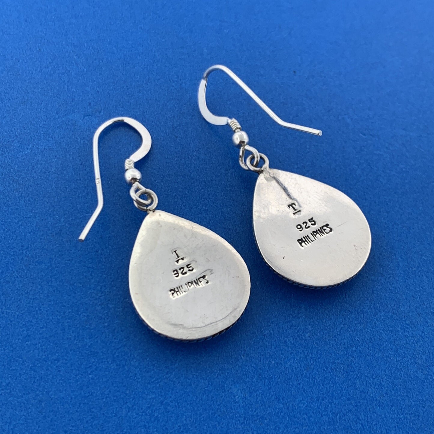 Designer 925 Sterling Silver Turquoise Inlay Doublet Drop Dangle Earrings