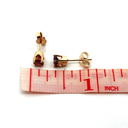 14K Yellow Gold Round Garnet January Anniversary Solitaire Stud Earrings