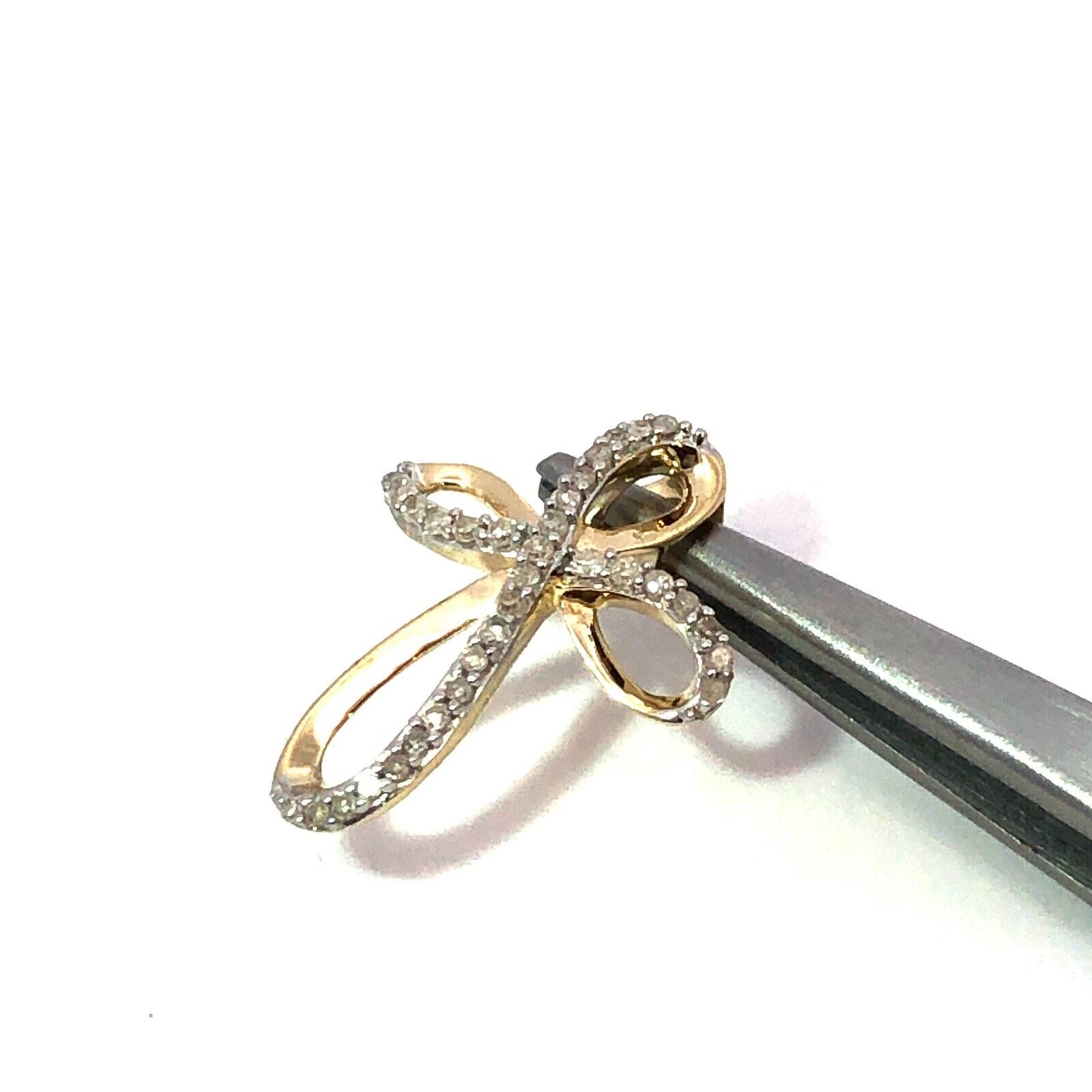 Designer 10K Yellow Gold Diamond Modernist Infinity Cross Communion Pendant