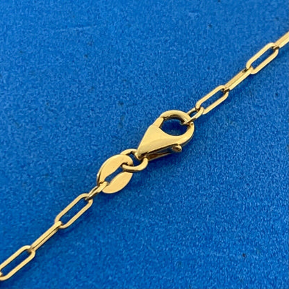 Designer 14K Yellow Gold Emerald Cut Citrine Paper Clip Chain East West Necklace