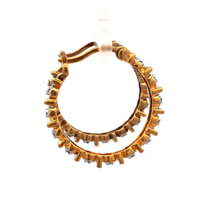 Designer 925 Sterling Silver Gold Vermeil Diamond Round Infinity Hoop Earrings