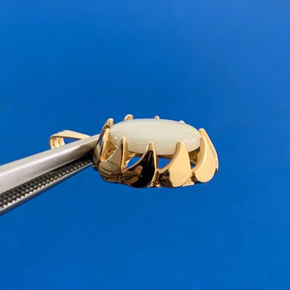 Designer 14K Yellow Gold Oval Opal October Anniversary Pendant